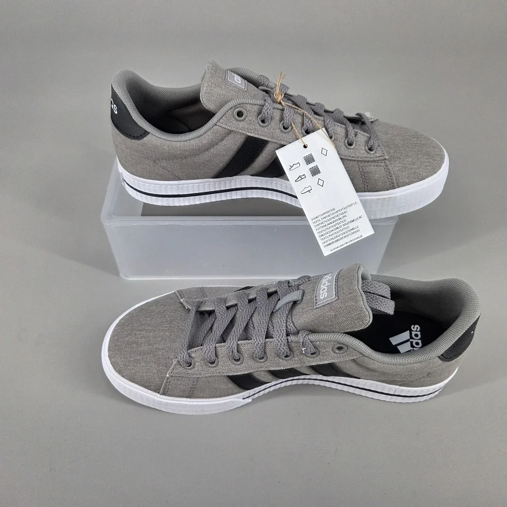 Adidas Daily 3.0 Sneakers Men 7 Grey Black Canvas Low Top Skate Shoes Streetwear